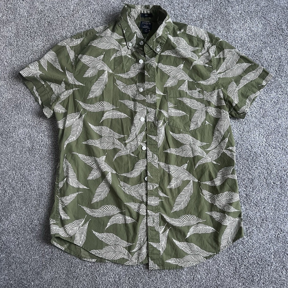 J.CREW Flex Washed Short Sleeve Button-Up Shirt, Slim Fit Men's Size Medium